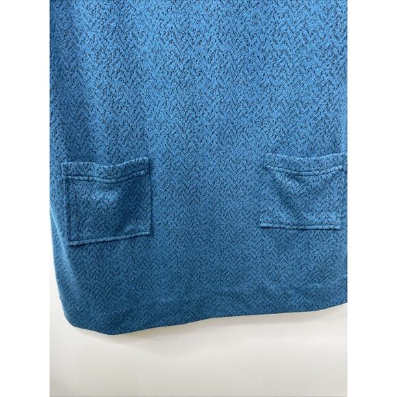NORTHSTYLE Blue Dress Chevron Soft Knit Sweater Pockets Cowl Neck Grannycore L - Picture 6 of 10